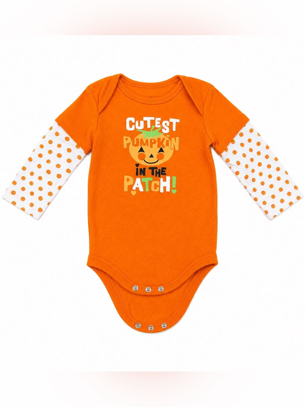 Cutest Pumpkin in the Patch Orange Long-Sleeve One-Piece